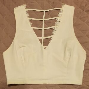 White Lace-Back Crop Top